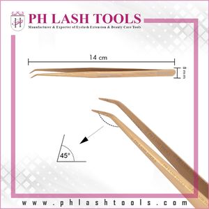 Pinzas doradas de volumen para extensión de pestañas, las mejores pinzas para aislamiento de pestañas, pinzas rectas delgadas de 6mm y 45 grados - Product Image 5