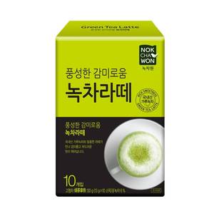 Leche en polvo de té verde coreano Premium, bebida cómoda para el hogar, té verde dulce y cremoso, Latte en polvo, 10 palos - Product Image 1