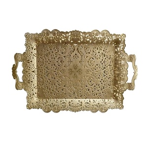 Restaurante, cafetería, hoteles, platos para servir comida, fruta, café, bandeja para servir, bandejas de Metal de forma Rectangular con asas - Product Image 1