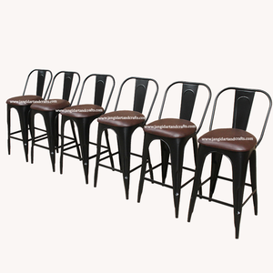 Chaise de bar en métal indien de haute qualité, tabouret avec siège en cuir, fabrication artisanale, contemporaine, durable, écologique, moderne, pour la maison et l'hôtel - Product Image 5