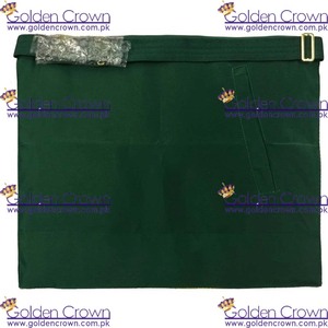 Delantal de cuero Scottish Rite Master Mason, Regalia masónica bordada a mano con insignia para coser, Color verde - Product Image 4