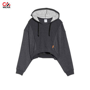 Hot sale women <b>long</b> <b>sleeve</b> gym <b>plain</b> crop <b>top</b> hoodie - Product Image 4