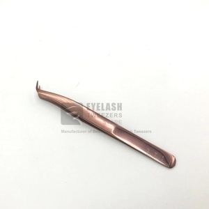 Rose vif japonais durable en acier inoxydable Logo personnalisé Volume Extension de cils pince à épiler Angle de 65 degrés botte mince - Product Image 2