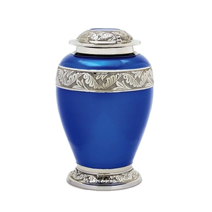 Urna de cremación de Metal para adultos, mármol pintado azul para cenizas humanos, suministros funerarios con recuerdo conmemorativo a juego - Product Image 6