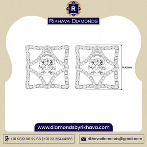 Exquisitos pendientes de oro blanco de 10 quilates con diamantes, joyería de calidad premium para mujer - Product Image 3