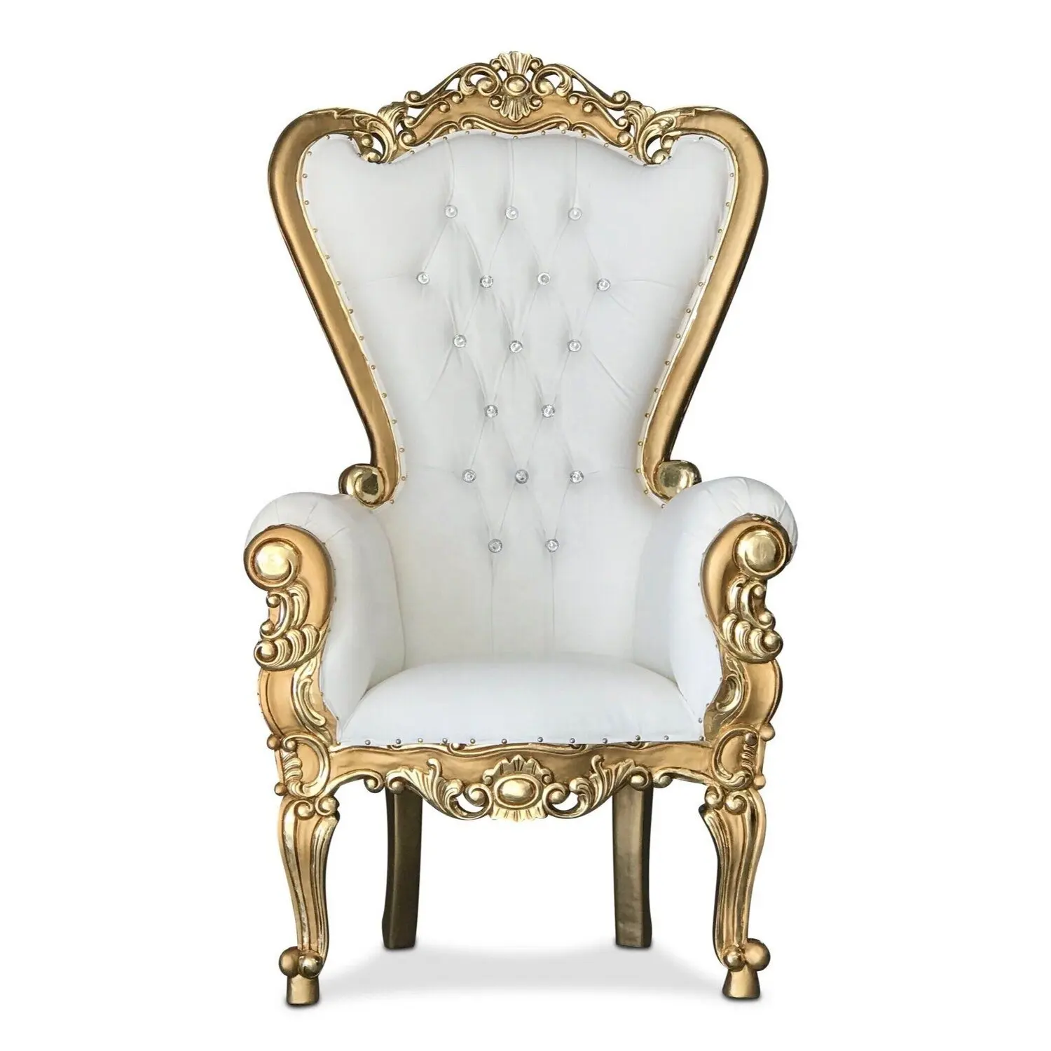 King Throne Chair Luxuriöser Wohnzimmers tuhl mit Golds chnitzerei aus Massivholz