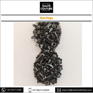 Pendientes de gota negros clásicos más vendidos, ropa de mujer hecha a mano bordada a mano de 12 cm de largo con cuentas genuinas - Product Image 5