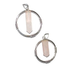 จี้อัญมณีรูปโรสควอตซ์ธรรมชาติ - Product Image 1