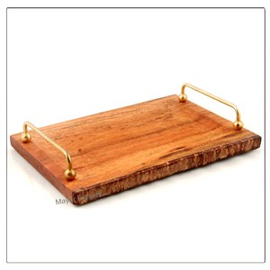 Bandeja de madera reciclada para servir comida y bebida estilo granja rústica disponible para suministro mundial - Product Image 1