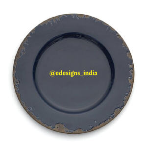 Plaque ronde en métal avec chargeur rouge, 10 pièces, décorative, de qualité supérieure, faite à la main, assiette de service fantaisiste, écologique de luxe - Product Image 5