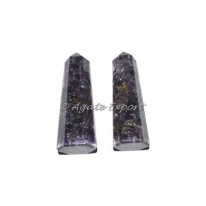 หินอเมทิสต์ประดับเสาโอเบลิสก์งานหัตถกรรมกึ่งมีค่า - Product Image 1