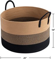 Panier de rangement/laverie en corde de coton naturelle, fait main, grand, rond, écologique et durable, avec poignées, vente en gros
