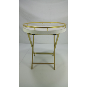 Faux Shagreen Buttler Bandeja Color latón con patas de metal Tamaño 0,46x0,46x0.585mm Hecho en Vietnam Número de modelo 157 - Product Image 2