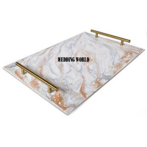 Fabricante de plato de servicio de mármol, bandeja hecha a mano de calidad superior, forma personalizada, venta al por mayor, nueva bandeja de mármol de lujo - Product Image 2