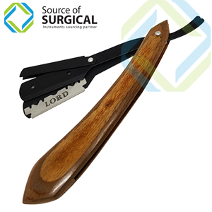 Maquinilla de afeitar recta desechable profesional de una sola hoja con mango de madera Característica de seguridad para afeitarse la cara y el cabello - Product Image 3