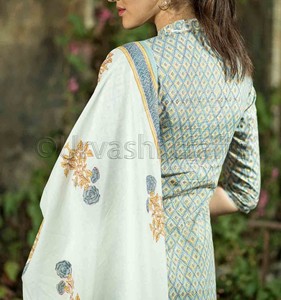 เคอร์ติอินเดียพิมพ์ลายบล็อกมือสำหรับผู้หญิงชุด Co-Ord ชุดจับคู่กางเกงกับกางเกงเคอร์ติสผู้หญิงล่าสุด - Product Image 3