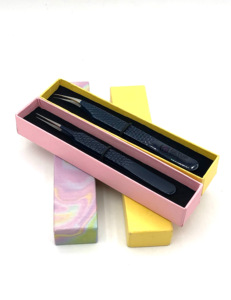 Professionnel nouveau Pro droite minuit poudre revêtement acier inoxydable Extension de cils pince à épiler pointe arrondie Instruments de beauté - Product Image 4