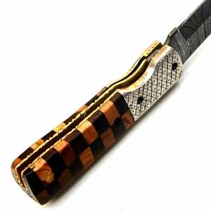 Cuchillo de bolsillo plegable de acero de Damasco personalizado con mango de madera, nombre y logotipo personalizados, calidad superior para caza, camping, regalo Ideal - Product Image 4