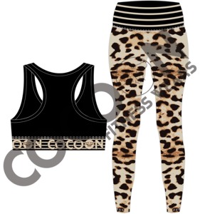 Ensemble de yoga pour femmes, imprimé intégral, vêtements de sport sublimés, soutien-gorge de sport, leggings taille haute, vêtements de sport pour la salle de sport, imprimé guépard, camouflage léopard - Product Image 2