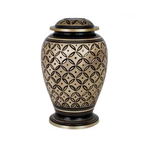 Urne en métal antique en gros à motifs dorés et noirs pour les cendres Urne de crémation pour adultes Style américain/européen - Product Image 1