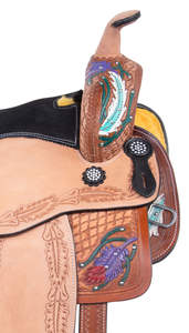 Premium Durable English Saddle Set para Barrel Racing Western Horse Tack Varios colores en tamaños 14 \ "-18 \" Hecho de cuero genuino - Product Image 5