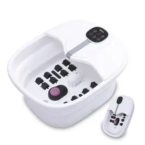 Masajeador eléctrico portátil con Control inalámbrico para pies, masajeador de baño con calefacción de burbujas plegable para pies, con piedra pómper