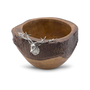 Bol décoratif en bois écologique avec technique de tête de cerf sculptée Produit artisanal - Product Image 1