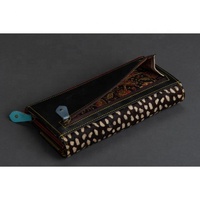 Dompet Wanita Kulit Asli Motif Hewan Buatan Tangan, Bergaya, Pendek, Multiwarna, Multifungsi, Tempat Kartu ATM
