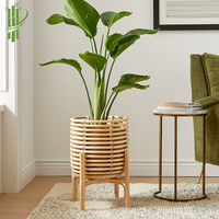 Grande Plante en Pot en Rotin Naturel avec Pieds Pots de Jardin en Bambou Étagère Pot de Fleur pour la Maison Jardin Taille Géante pour l'Utilisation au Sol de la Chambre