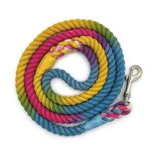 Ombre Cotton Dog Rope <b>Leash</b>- Mint Green, Pink, and Purple Dog Rope <b>Leash</b>- Colorful Rope <b>Leash</b>- Puppy <b>Leash</b>- Spring Dog Rope Leas - Product Image 1