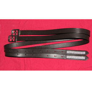 Cuero de estribo Diamante marrón oscuro de la mejor calidad con hebilla de acero inoxidable de cristal transparente para montar - Product Image 1