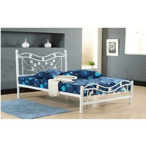 Base de Cama Doble de Metal Blanco con Diseño Floral, Muebles Modernos para Dormitorio de Hotel o Apartamento - Product Image 1