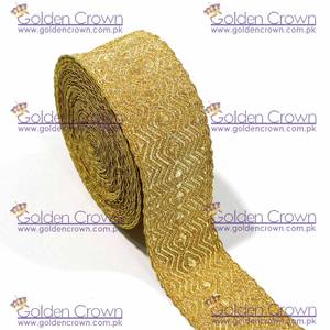 Gold Mylar Wire Lace Braid | Uniform Gold Mylar Lace Braid - Product Image 2