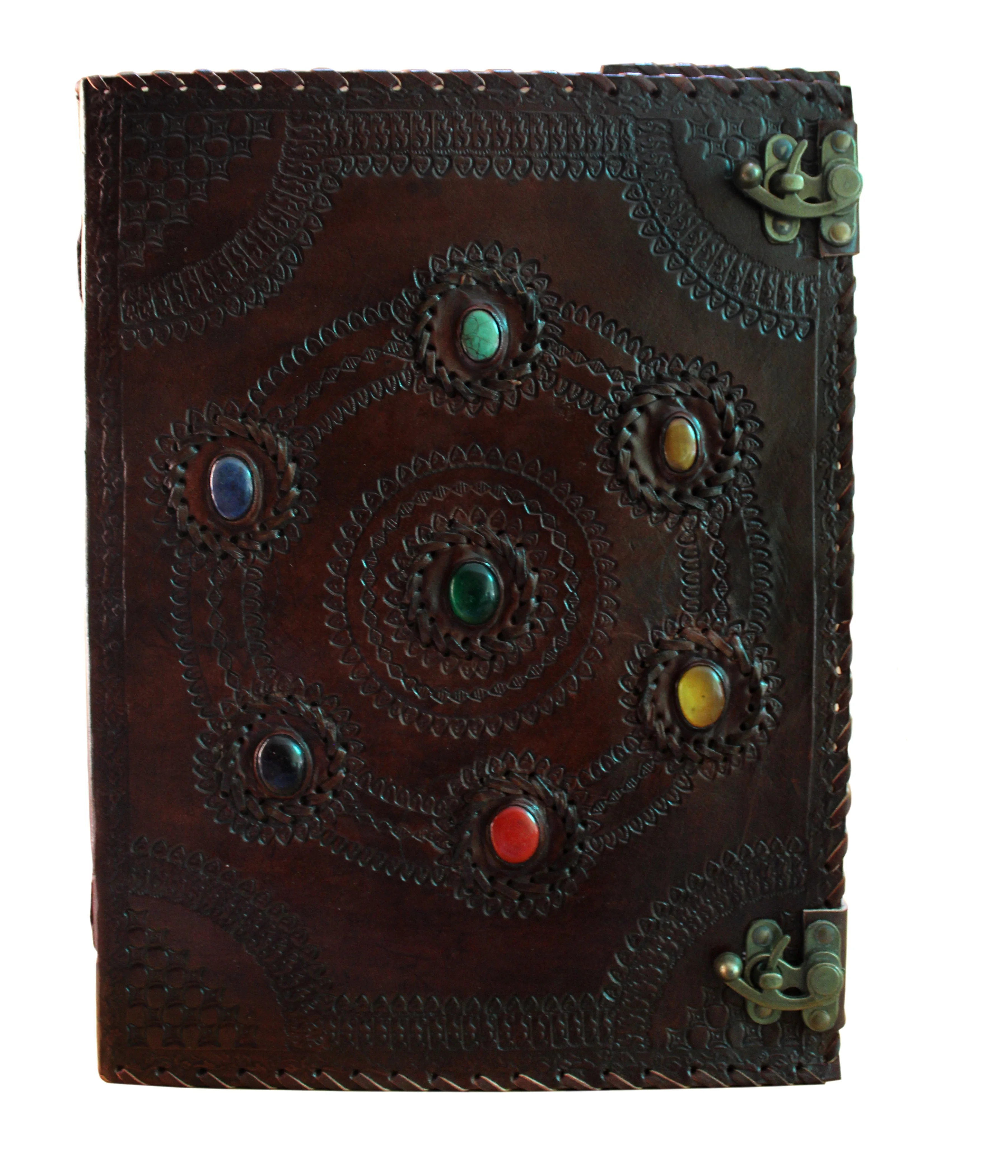 Вышитая вручную боковая строчка с двойной застежкой узор с семью цветными камнями в цветочной текстуре и стежками