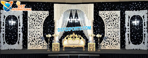 Affordable Reception Stage <b>Backdrop</b> Panels Muslim Wedding Stage Back-<b>Frames</b>/Panels Fancy Wedding Stage Fiber <b>Backdrop</b> Panels - Product Image 2