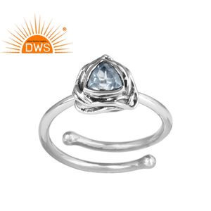 บิดแหวนออกซิไดซ์เงินผู้จัดจำหน่ายเครื่องประดับรุ้งมูนสโตน Herkimer เพชรเงินสเตอร์ลิงเครื่องประดับ - Product Image 1