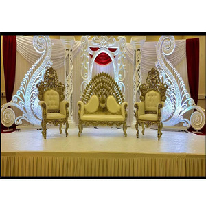 Décoration de scène de mariage musulman Nouveau Designer Ensemble de mariage sculpté doré et chic - Product Image 1