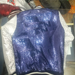 Custom Women's Breathable Nylon <b>Linen</b> Bomber Jacket with Colorful Sequin Long Sleeve Patch Embroidery Custom Logo - Product Image 5