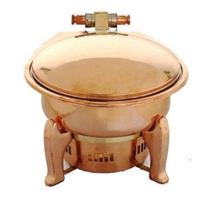 ทองแดงโบราณรอบ Handcrafted จาน Chafing สำหรับกิจกรรมที่โรงแรมโมเต็ลและจัดเลี้ยง - Product Image 1