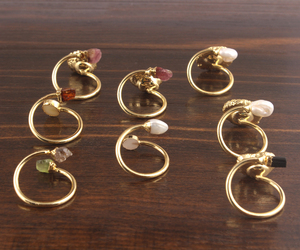 Anillo de piedras preciosas de moda natural turmalina verde, anillo chapado en oro anillo ajustable, hecho a mano, anillo de la joyería para hombres mujeres - Product Image 4