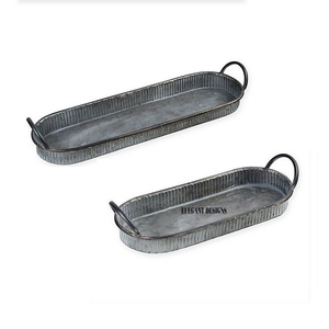 Plateau de service de mariage vintage personnalisable classique élégant plateau galvanisé plat de service en gros design classique taille personnalisée - Product Image 3