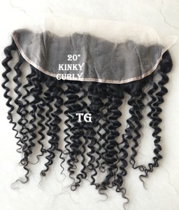 Top Grade 13x4 Kinky Curly Single Drawn Bundle Haute Qualité Vierge Raw Indien Naturel Extensions Humaines Non Transformé Transparent - Product Image 2