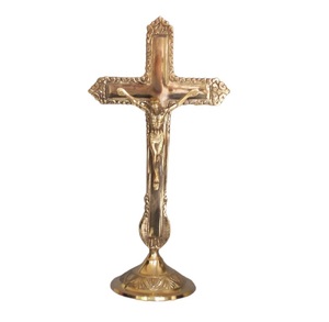 <b>Hand</b> made New Design decorative of Brass polished Religious Cross with candle stand and eithout candle stand - Product Image 2