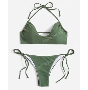 Maillot de bain d'été sexy de luxe pour femmes Bikini licou à cordon imprimé de logo personnalisé pour adultes - Product Image 5