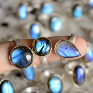 Bague à superposition de labradorite bleue naturelle, anneau en argent, 6 bineurs, vente en gros, lot de traceur gps, vente en gros - Product Image 6