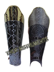 Protège-jambes de chevalier, protège-oreilles, brassard, en acier inoxydable, style médiéval - Product Image 3