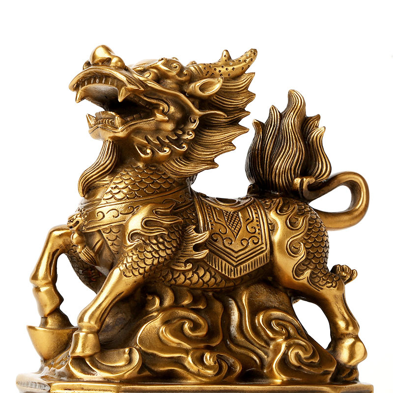 Ejderha aslan Qilin Feng Shui Feng Shui Qilin heykelleri pirinç Chi Lin Feng Shui Qi Lin heykeli