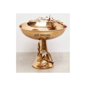 ชามเสิร์ฟมีสไตล์มาใหม่ขอบโค้งสีขาวสลักโลหะขัดเงาสำหรับตกแต่ง - Product Image 2