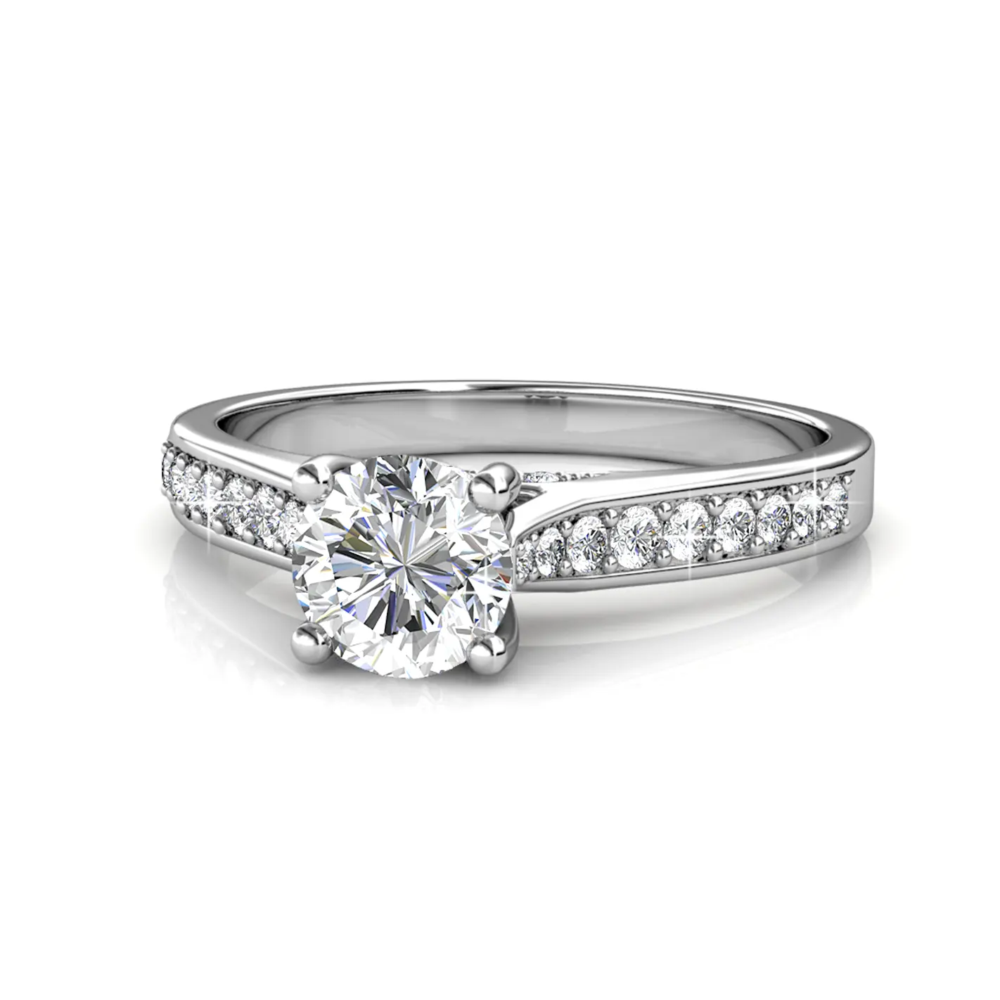 925 Sterling Argent Autrichien Strass Bijoux En Cristal Custom Made 4 Prong Cadre Engagement Ring Pour WomenDestiny Bijoux
