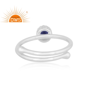แหวนเงินแท้ประดับพลอยไอโอไลต์ธรรมชาติแบบซ้อนได้สำหรับผู้หญิง รุ่นยอดนิยมปี 2026 จากผู้ผลิตเครื่องประดับ - Product Image 4